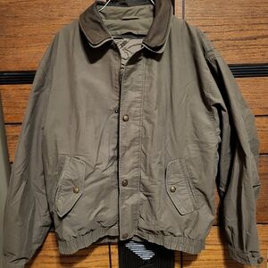 Men's Brown Military Style Field Bomber Jacket With Leather Collar